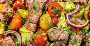 Steak + Vine Ripened Tomato Salad