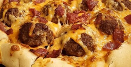 Bacon Cheeseburger Meatball Pizza