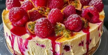 Baked Raspberry And Passionfruit Cheesecake