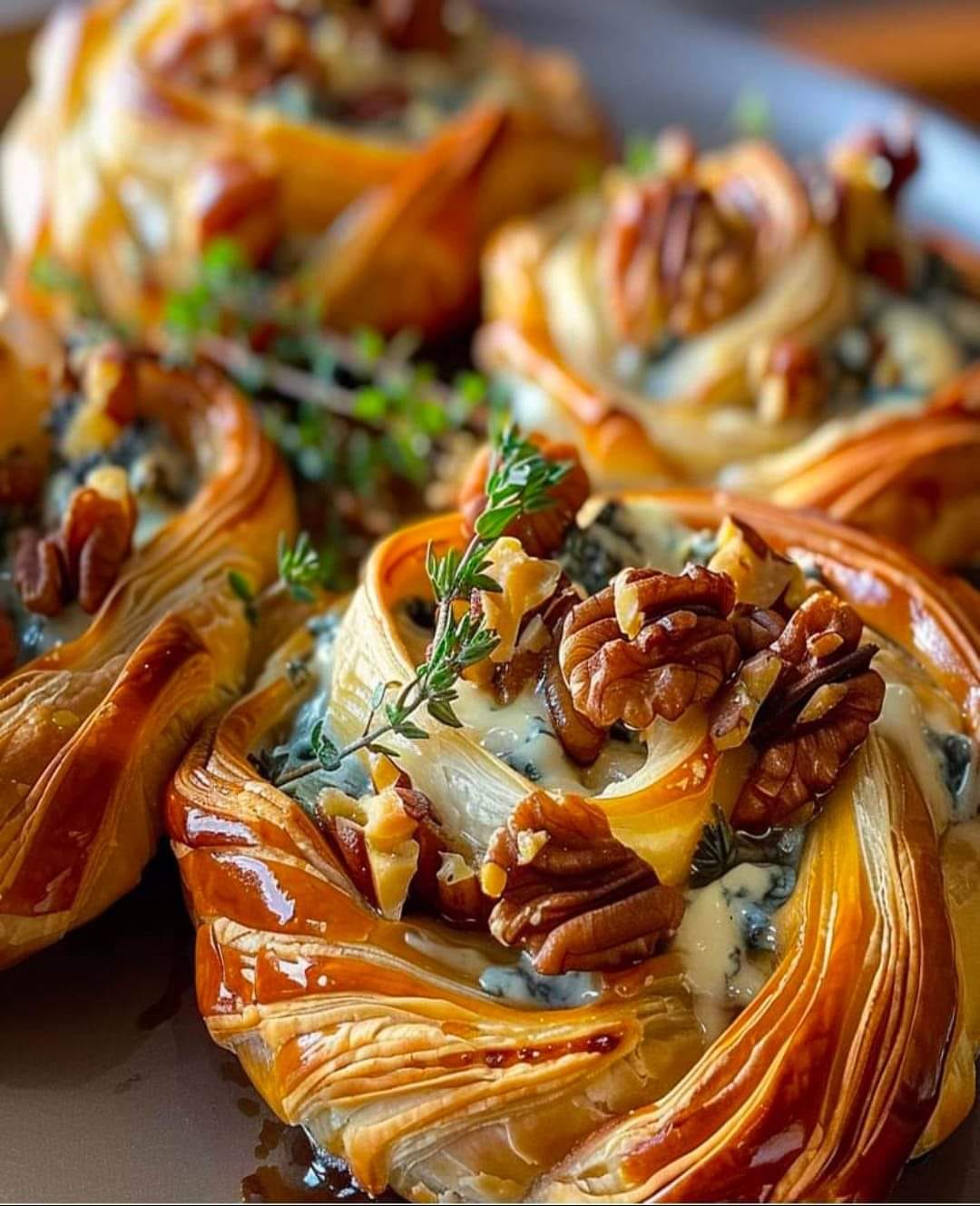 Blue Cheese, Walnut And Thyme Pull Apart Puff Pastry Twirl