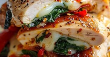 Gourmet Chicken Roulade With Spinach, Red Pepper, And Mozzarella