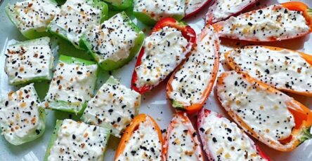 Mini Peppers And Cucumber Bites With Cream