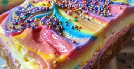 Rainbow Cheesecake Swirl Bars