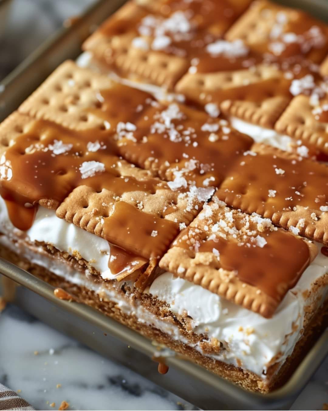 Ritz Cracker Salted Caramel Icebox Cake