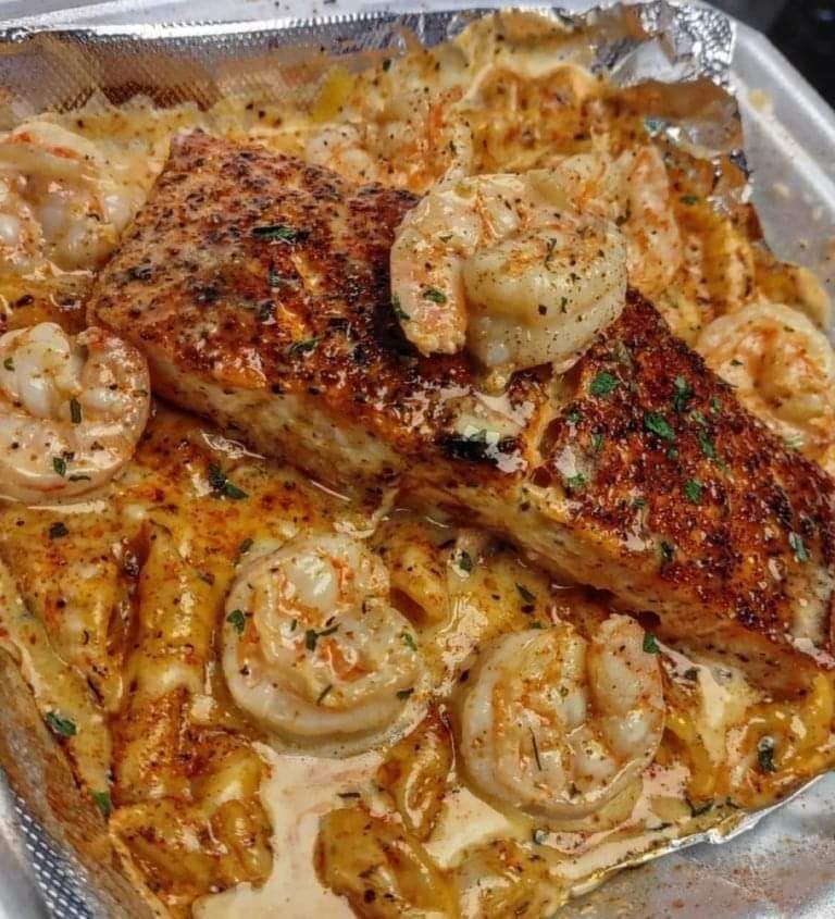 Salmon Shrimp Alfredo Recipe