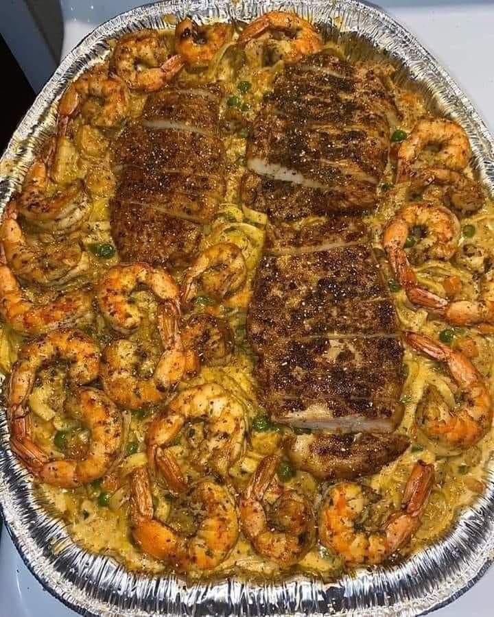 Salmon And Shrimp Alfredo