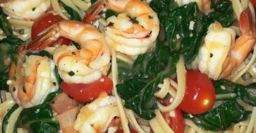 Scrumptious Shrimp Tomato Spinach Pasta In Garlic Butter Sauce