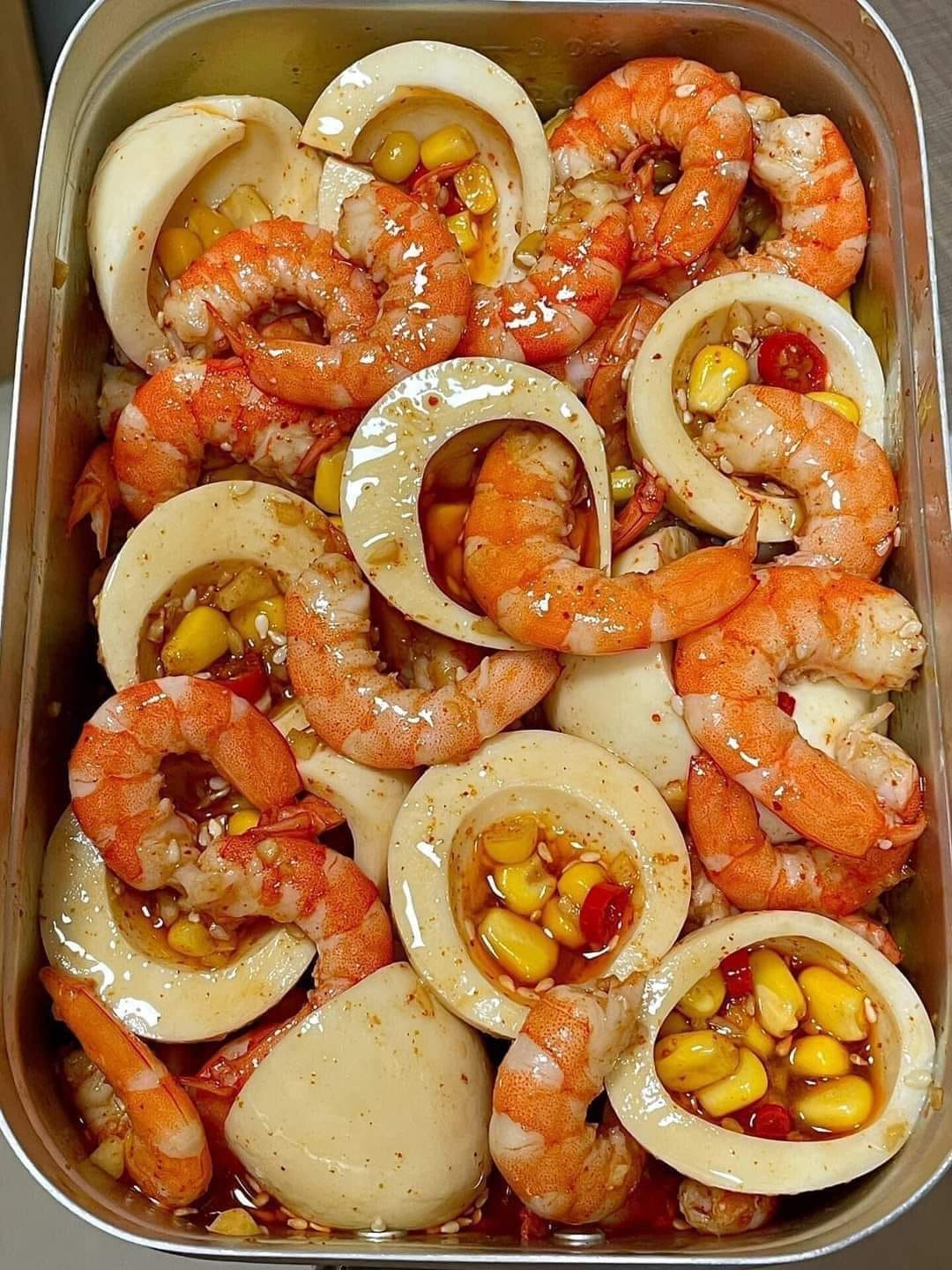 Shrimp Marinated In Soy Sauce With Egg Whit