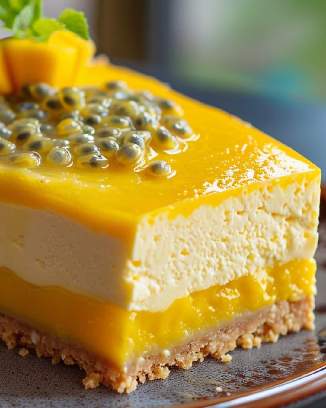 Vegan Mango Cheesecake With Passion Fruit