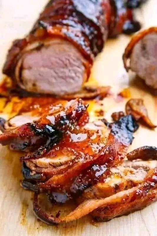 Apricot Glazed Bacon Wrapped Cajun Pork Tenderloin
