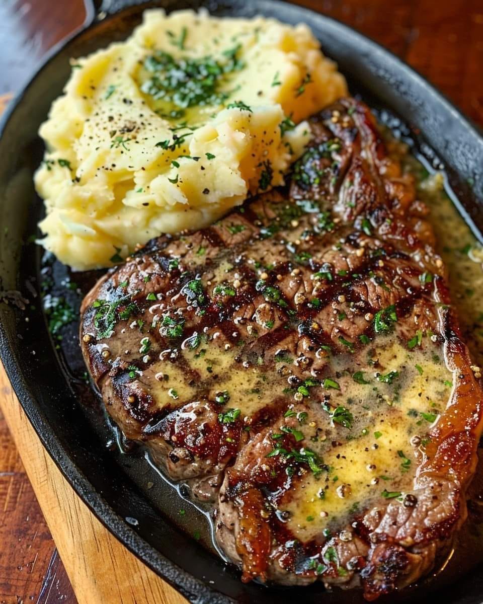 Enchanted Garlic Butter Steak With Creamy Mashed Potatoes