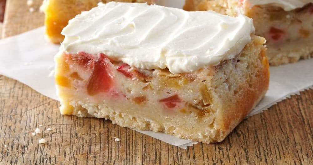 Frosted Rhubarb Custard Bars