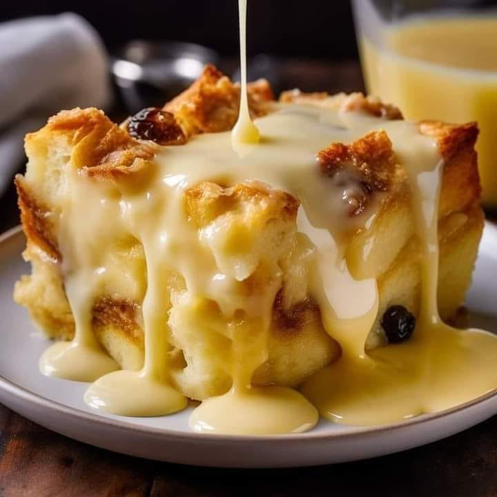 Grandma’s Old Fashioned Bread Pudding With Vanilla Sauce