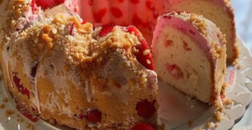 Indulge In The Sweet Delight Of Our Strawberry Crunch Pound Cake