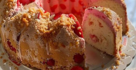 Indulge In The Sweet Delight Of Our Strawberry Crunch Pound Cake