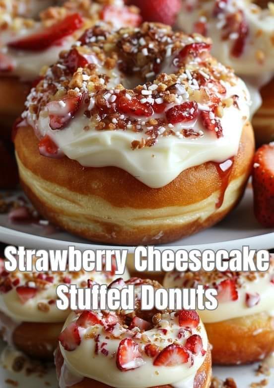 Strawberry Cheesecake Stuffed Donuts