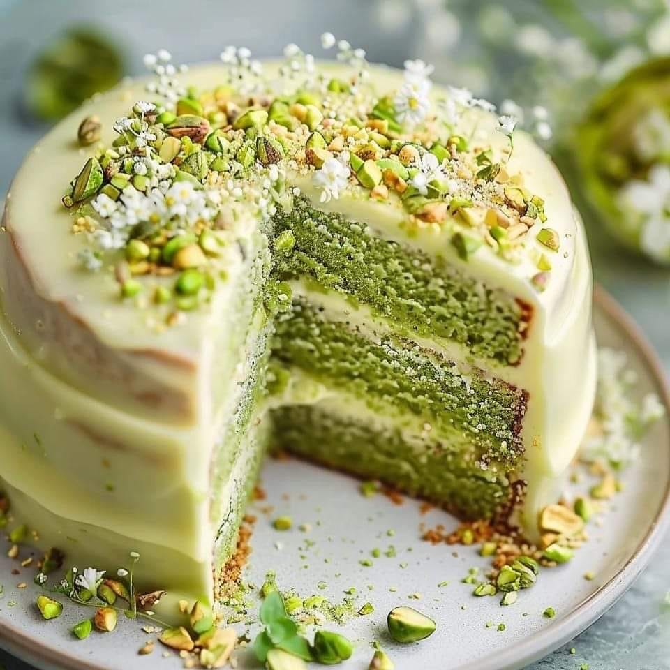 White Chocolate Pistachio Cake