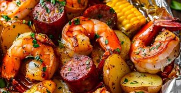 Shrimp Corn Potatoes And Smoked Sausage With Flavorful Seasonings