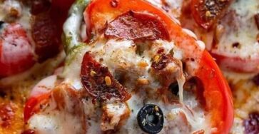 Meat lovers pizza stuffed peppers