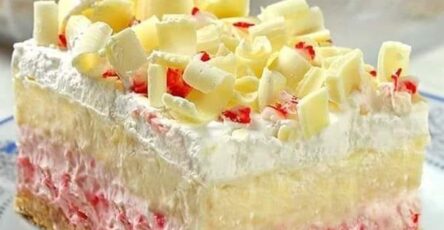 No bake white chocolate peppermint lasagna