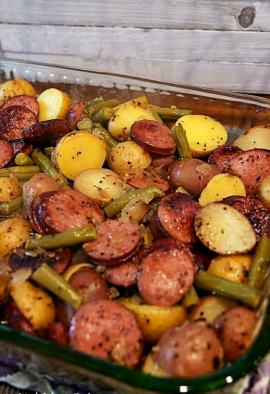 Sausage green bean potato casserole