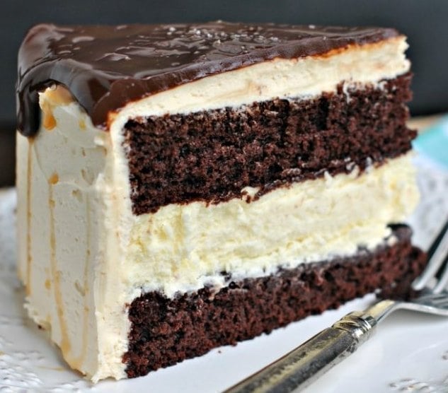 Salted caramel chocolate cheesecake cake