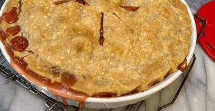 Strawberry rhubarb custard pie