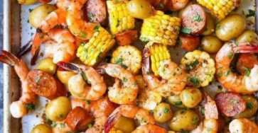 Sheet pan shrimp boil