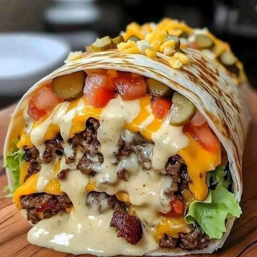 Cheeseburger burrito wrap