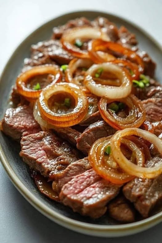 Chinese style beef with caramelized onions recipe